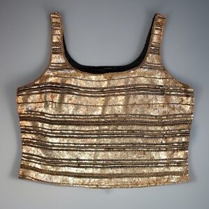 VINTAGE SEQUINED BEADED GOLD Shirt Tank Top